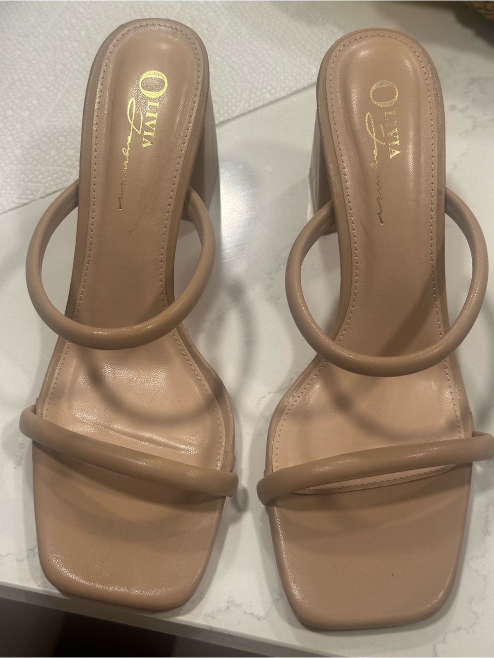 Nude Loop-Strap Women's Heeled Sandals